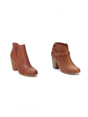 LC Lauren Conrad Cognac & Brown BonBon Ankle Boots